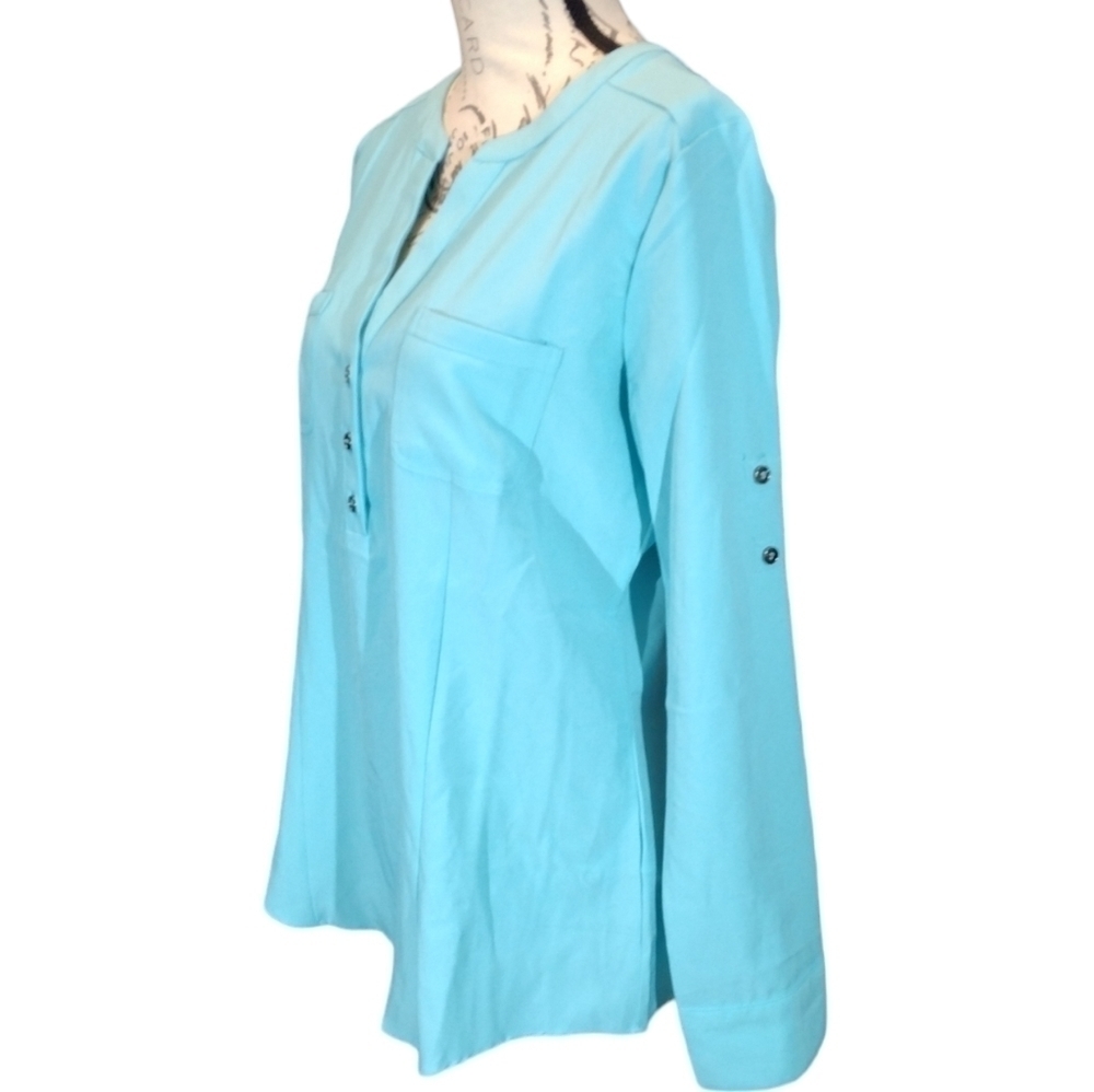 Lilac Bloom V Neck Tunic Blouse - Picture 3 of 6